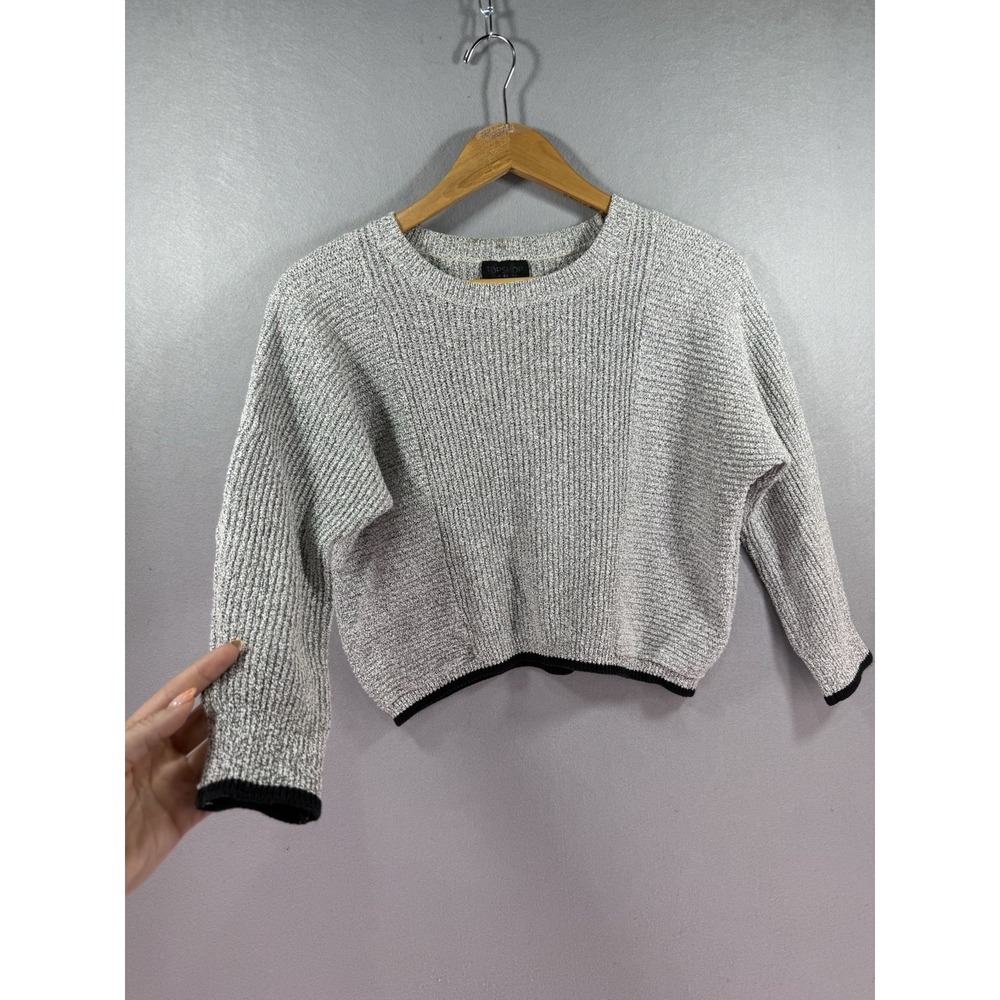 Y2K Topshop Womens Gray Cropped Ribbed Knit Sweater Size 2 Academia FIsherman